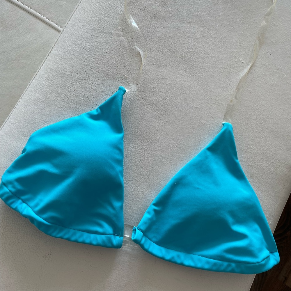 LAKE SWIM Sky blue clear strap bikini triangle top